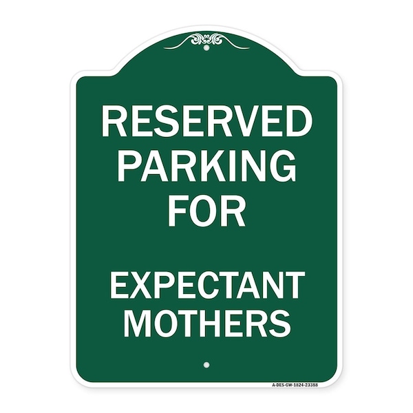 Signmission Parking Reserved for Expectant Mothers, Green & White Aluminum Sign, 24" L, 18" H, GW-1824-23388 A-DES-GW-1824-23388 - main